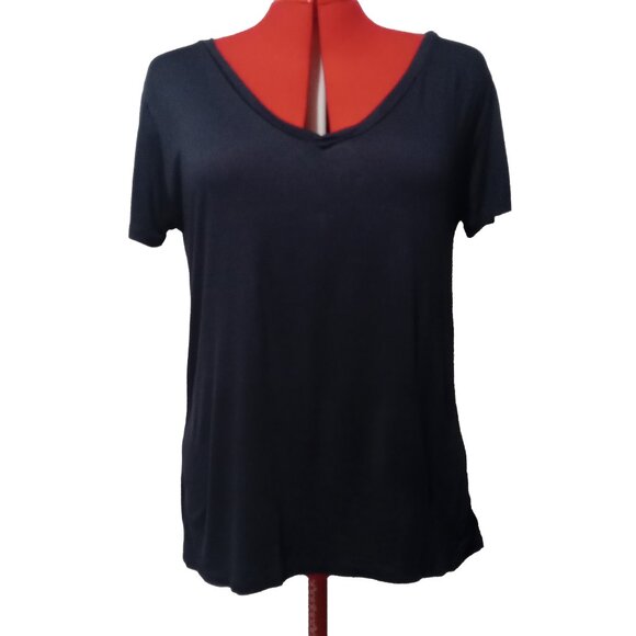 H&M Navy Casual Soft Lightweight V-Neck Loose fit T-Shirt US M - Picture 1 of 5